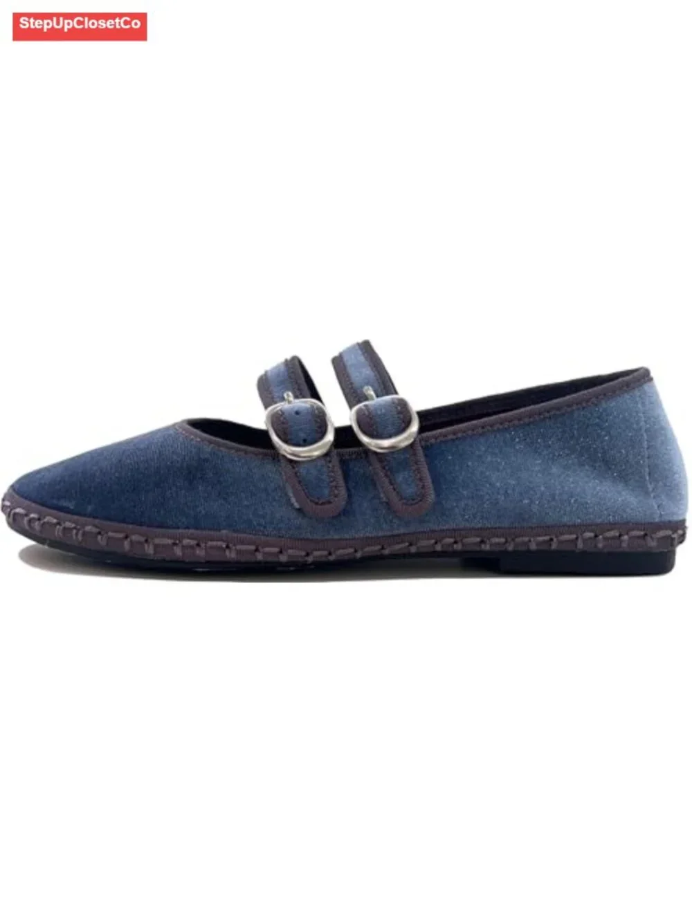 Women's Velvet Mary Jane Ballet Flats, Cushioned & Flexible, Round Toe Dress